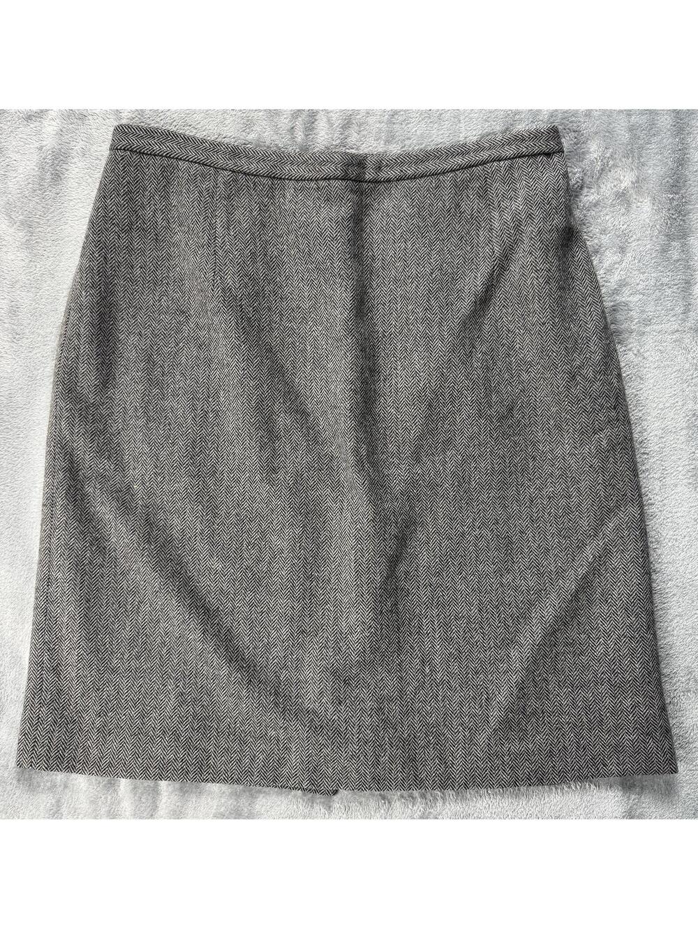 Barneys New York CoOp Women's 100 Perc Lana Wool Pencil Skirt Size 12 Gray Tweed